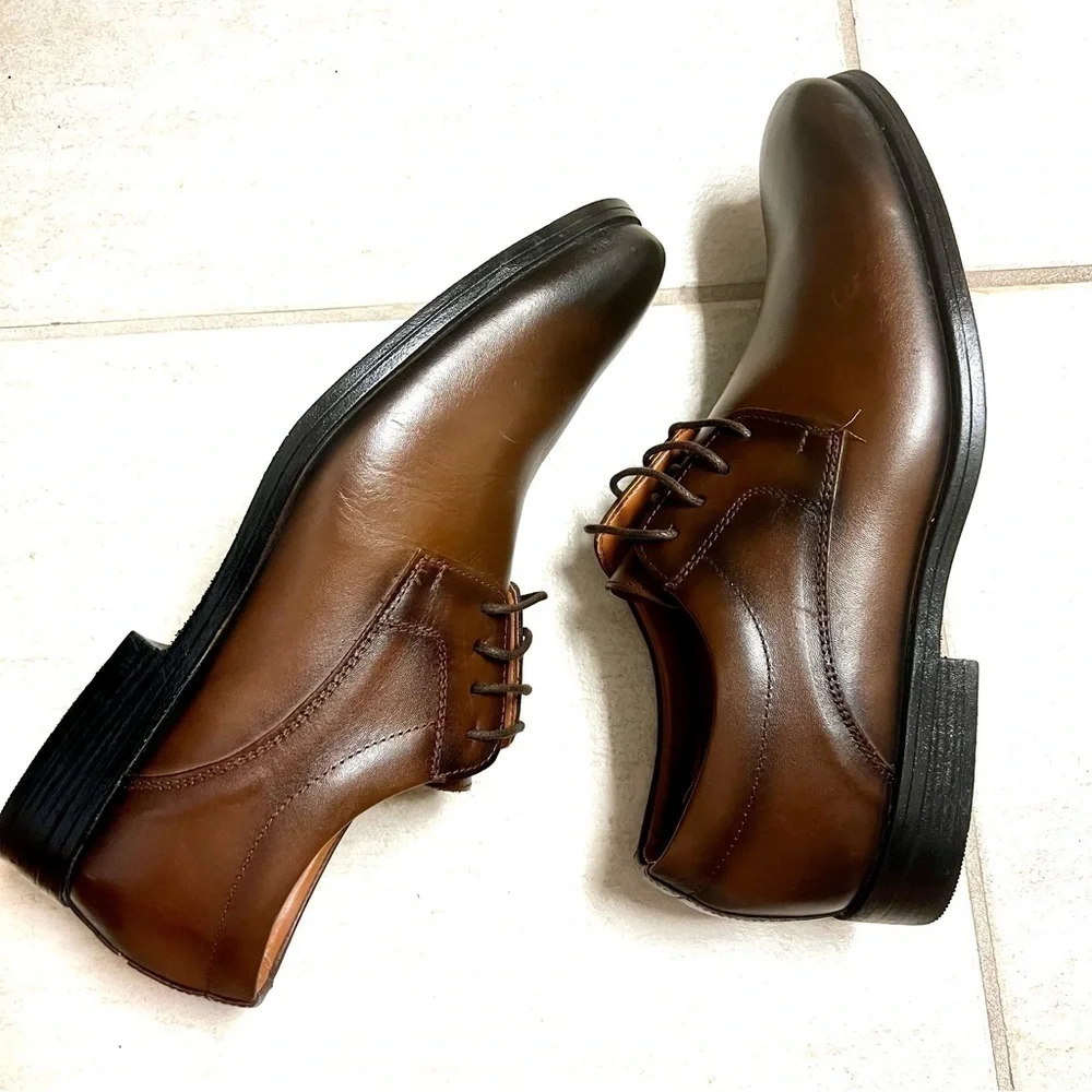 NWOT Giorgio Brutini Hubert Plain Toe dark brown ombré Oxford shoes men size 11